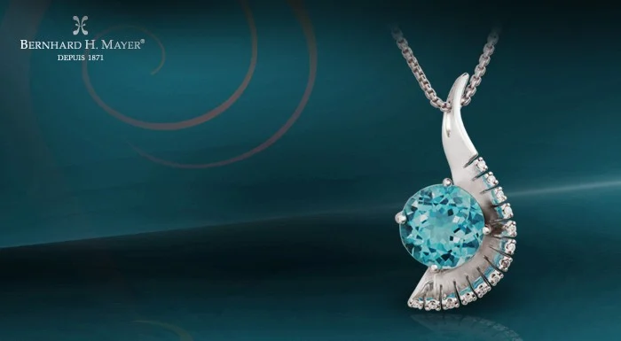 Jazzy Blue Topaz Diamond Pendant